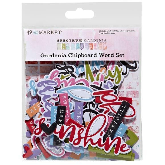 49 and Market Spectrum Gardenia  chipboard Words